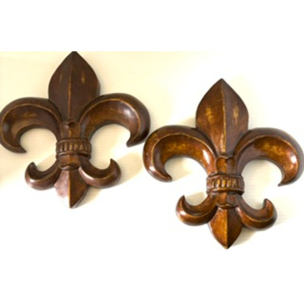 Fleur de Lis Bronze Tone Ceramic 12" Tall, 11/14" wide